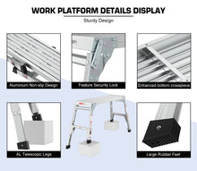 Load image into Gallery viewer, Aluminum Work Platform Large Size Step Stool Folding Portable Work Bench 40" Width Telescopic Feet 22" -27.5" Height Adjustable