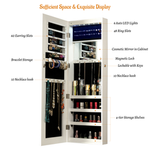 Load image into Gallery viewer, Fashion Simple Jewelry Storage Mirror Cabinet With LED Lights Can Be Hung On The Door Or Wall