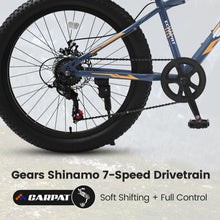 Load image into Gallery viewer, S24109 Elecony 24 Inch Fat Tire Bike Adult/Youth Full Shimano 7 Speeds Mountain Bike, Dual Disc Brake, High-Carbon Steel Frame, Front Suspension, Mountain Trail Bike, Urban Commuter City Bicycle