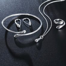 Load image into Gallery viewer, New Fashion Solid Silver Jewellery Sets Necklace+Bracelet+ Ring +1 Pair Earrings