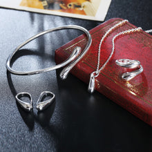 Load image into Gallery viewer, New Fashion Solid Silver Jewellery Sets Necklace+Bracelet+ Ring +1 Pair Earrings