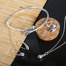 Load image into Gallery viewer, New Fashion Solid Silver Jewellery Sets Necklace+Bracelet+ Ring +1 Pair Earrings