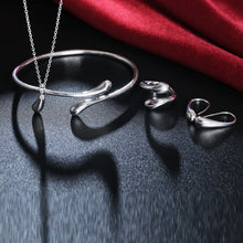 Load image into Gallery viewer, New Fashion Solid Silver Jewellery Sets Necklace+Bracelet+ Ring +1 Pair Earrings