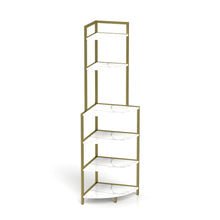 Load image into Gallery viewer, 6-Tier Corner Open Shelf Modern Bookcase Wood Rack Freestanding Shelving Unit,Plant Album Trinket Sturdy Stand Small Bookshelf Space-Saving for Living Room Home Office Kitchen Small Space Rustic Brown