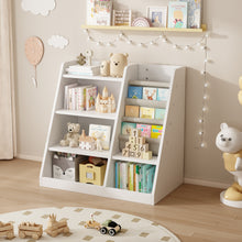 Load image into Gallery viewer, White Wooden Toy Storage Organizer Cabinet Kids Bookshelf Children Bookcase Toddler Baby Sling Book Rack Adjustable Shelf for Playroom Bedroom Nursery Hallway School Kindergarten Living Room