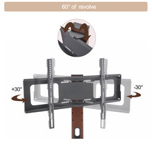 Load image into Gallery viewer, Tempered Glass Height Adjustable Universal Swivel Glass Floor Media Storage Stand With Mount Heat-Transferred Printing Metal Tube, Walnut/Black