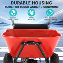Load image into Gallery viewer, RedRock Wheelbarrow Utility Cart Electric Powered 24V DC 180W AGM Battery 330lbs (150kgs) Max Capacity Barrel Dump Material Debris Hauler