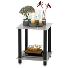 Load image into Gallery viewer, 1-Piece White+Black Side Table , 2-Tier Space End Table ,Modern Night Stand, Sofa table, Side Table with Storage Shelve