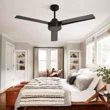 Load image into Gallery viewer, 52" Outdoor Ceiling Fan Without Light, 3 ABS Blades Farmhouse Ceiling Fan with Remote Control 6-speed Reversible DC Motor Black for Living Room, Bedroom, Kitchen