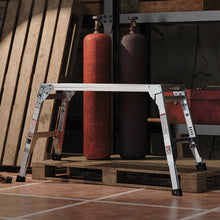 Load image into Gallery viewer, Aluminum Work Platform Large Size Step Stool Folding Portable Work Bench 40" Width Telescopic Feet 22" -27.5" Height Adjustable