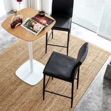 Load image into Gallery viewer, Black Leather Barstool Dining Counter Height Chair Set of 2