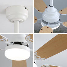Load image into Gallery viewer, indoor Modern 52 Inch Ceiling Fan With Dimmable 6 Speed Wind 5 Blades Remote Control Reversible DC Motor With Led Light