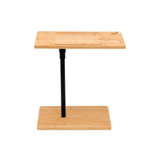 Load image into Gallery viewer, Bamboo Couch Tray Table Height Adjustable C-Shaped End Table with Slots 2 Tier Sofa Side Table for Living Room & Bedroom (Rectangle + Rectangle)