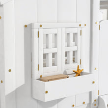 Load image into Gallery viewer, Twin over Twin House Bunk Bed with Roof , Window, Window Box, Door , with Safety Guardrails and Ladder,White