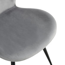 Load image into Gallery viewer, Dining chairs set of 2, Grey velvet Chair modern kitchen chair with metal leg