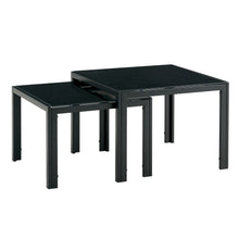 Load image into Gallery viewer, Nesting Coffee Table Set of 2, Square Modern Stacking Table with Tempered Glass Finish for Living Room,Black