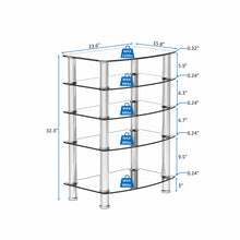 Load image into Gallery viewer, 5-Tier Tempered Glass Side Table Stainless Steel Frame End Table for Living Room, Bedroom, Black