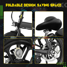 Load image into Gallery viewer, Adult Electric Bicycles 500 W Motor 15.5 MPH Max Speed, 16inch Tire, 42 V 10.4 AH Removable Battery for Electric Bike, Multi-Shock Absorption, City Commuter, Fold able Adult Electric Bicycle