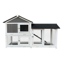 Load image into Gallery viewer, Removable Tray Ramp wooden outdoor rabbit hutch with running cage