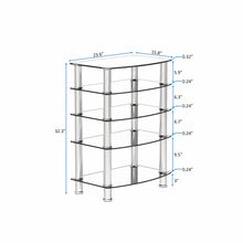 Load image into Gallery viewer, 5-Tier Tempered Glass Side Table Stainless Steel Frame End Table for Living Room, Bedroom, Black