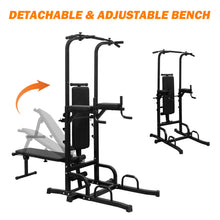 Load image into Gallery viewer, Power Tower Dip Station with Bench Pull Up Bar Stand Adjustable Height Heavy Duty Multi-Function Fitness Training Equipment for Home Office Gym