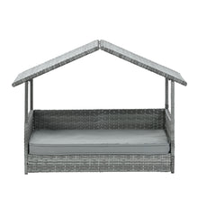 Load image into Gallery viewer, Dog Bed, Pet Bed, Pet Enclosures, Pet Outdoor Furniture, Pet Patio Furniture, Seasonal PE Wicker Pet Furniture, Dog Bed With Canopy