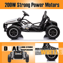 Load image into Gallery viewer, White, 24V Ultimate Go-Kart, Ride On Toy for Big Kids Ages 6+, 2x200W Powerful Motor, 6MPH Outdoor/Off road/Dirt Road Electric Car, Wide Seat, Metal Frame, Strong Shock Absorbers, High/Low Speed, Gift