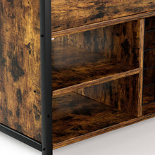 Load image into Gallery viewer, Craft Organization and Storage Cabinet Compatible with Cricut Machines, Crafting Cabinet with Drawer & 25 Vinyl Roll Holder, Craft Table Desk Workstation for Craft Room Home.Rustic Brown.
