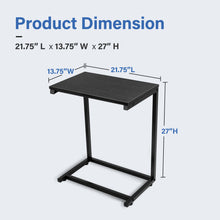 Load image into Gallery viewer, YSSOA C Shaped Sofa Side End Table with Hardwood Surface, 13.75" D x 21.75" W x 27" H, Black