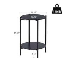 Load image into Gallery viewer, 2-layer End Table with Whole Marble Tabletop, Round Coffee Table with Black Metal Frame for Bedroom Living Room Office (black,1 piece)