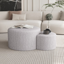 Load image into Gallery viewer, Upholstered Nesting Coffee Tables (Set of 2), Side Table, Footrest, Ottoman & Seat for Living Room Bedroom Entryway Office, Beige Yarn Dyed Fabric