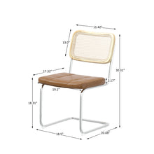 Load image into Gallery viewer, Set of 4, Leather Dining Chair with High-Density Sponge, Rattan Chair for Dining room, Living room, Bedroom, Brown