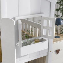Load image into Gallery viewer, Twin over Twin House Bunk Bed with Roof , Window, Window Box, Door , with Safety Guardrails and Ladder,White
