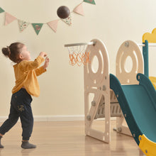 Load image into Gallery viewer, Kids Slide with Bus Play Structure, Freestanding Bus Toy with Slide for Toddlers, Bus Slide Set with Basketball Hoop