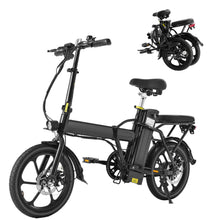 Load image into Gallery viewer, Adult Electric Bicycles 500 W Motor 15.5 MPH Max Speed, 16inch Tire, 42 V 10.4 AH Removable Battery for Electric Bike, Multi-Shock Absorption, City Commuter, Fold able Adult Electric Bicycle