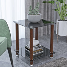 Load image into Gallery viewer, 1-Piece Black + Walnut Side Table , 2-Tier Space End Table ,Modern Night Stand, Sofa table, Side Table with Storage Shelve