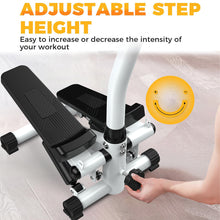 Load image into Gallery viewer, Stair Stepper Machine with Handlebar-Mini Steppers for Exercise with 300LBS Loading Capacity, Hydraulic Fitness Stepper with LCD Monitor(Black+White)