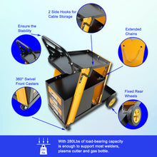 Load image into Gallery viewer, Multi-function welder trolley, MIG TIG ARC plasma cutter storage tank with 2 safety chains, portable 4-drawer chest, weight 280 LBS
