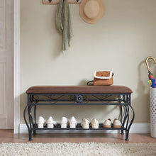 Load image into Gallery viewer, Shoe Rack Bench for Entryway, Industrial Bench, Rustic Shoe Rack for Small Spaces, Upholstered Entryway Bench, Multipurpose Entryway