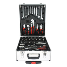 Load image into Gallery viewer, White Hand Tool Box with 4 Layers of Toolset and Wheels