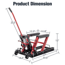 Load image into Gallery viewer, Hydraulic Motorcycle Lift Jack, 1500 LBS Capacity Foot-Operated Motorcycle Lift Table, ATV Scissor Lift Jack with 4.5" - 15" Lifting Range, Portable Motorcycle Lift Table with Wheels