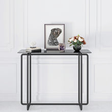 Load image into Gallery viewer, Console Table single layer tempered glass rectangular porch table black leg double tempered glass tea table,Black