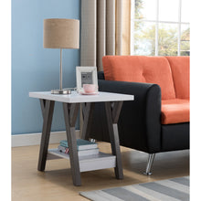 Load image into Gallery viewer, Modern White End Table, Chair Side End Table for Living Room with Shelf Display