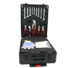 Load image into Gallery viewer, Black Hand Tool Box with 4 Layers of Toolset and Wheels