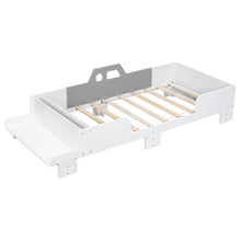 Load image into Gallery viewer, Car-Shaped Twin Wood Bed with Bench,White