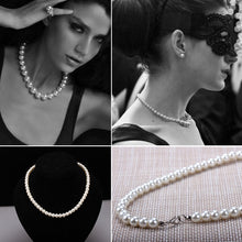 Load image into Gallery viewer, Fashion Elegant 8mm White Pearl Women Girl Chunky Cluster Bib Necklace Jewelry