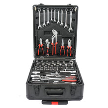 Load image into Gallery viewer, Black Hand Tool Box with 4 Layers of Toolset and Wheels