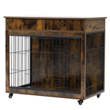 Load image into Gallery viewer, Dog Crate Furniture, Wooden Dog House, Decorative Dog Kennel with Drawer, Indoor Pet Crate End Table for Small Dog, Steel-Tube Dog Cage, Chew-Proof, Rustic Brown 31.7" L×23.2" W×33" H