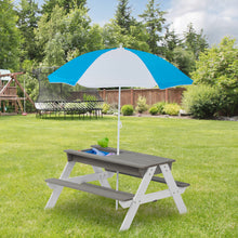Load image into Gallery viewer, 3-in-1 Kids Outdoor Wooden Picnic Table With Umbrella, Convertible Sand & Wate, Gray ASTM & CPSIA CERTIFICATION