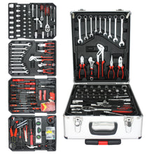 Load image into Gallery viewer, White Hand Tool Box with 4 Layers of Toolset and Wheels